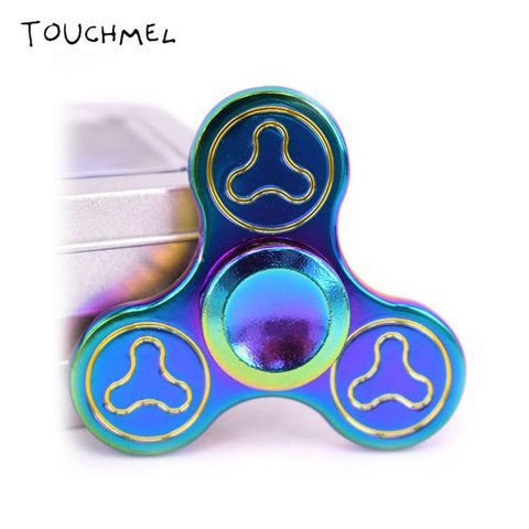 EDC Stress toy Tri Handspinner Metal Batman Hand Spinner LED Top Rainbow Fidget Spinner