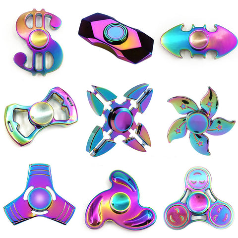 EDC Stress toy Tri Handspinner Metal Batman Hand Spinner LED Top Rainbow Fidget Spinner