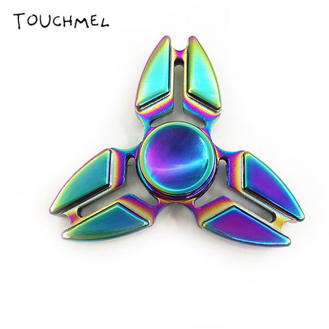 EDC Stress toy Tri Handspinner Metal Batman Hand Spinner LED Top Rainbow Fidget Spinner