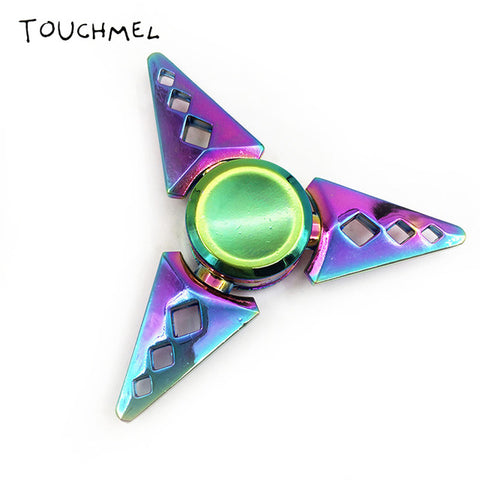 EDC Stress toy Tri Handspinner Metal Batman Hand Spinner LED Top Rainbow Fidget Spinner