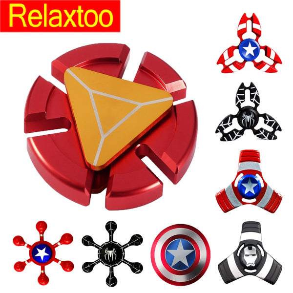 Latest Hero Metal Fidget Puzzle Spinner Hand Newest Iron Man Finger Spinner Spider Man Tri-spinner Adult Kid Child Relax Toy