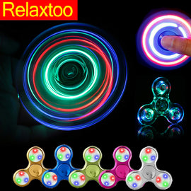 Crystal Fidget Hand Spinner LED Fantastic Glowing Twinkle Spinner EDC Finger Tri-spiner Light Funny Gyro Adult Kid Hero Toy Gift