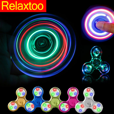 Crystal Fidget Hand Spinner LED Fantastic Glowing Twinkle Spinner EDC Finger Tri-spiner Light Funny Gyro Adult Kid Hero Toy Gift