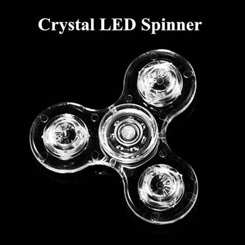 Crystal Fidget Hand Spinner LED Fantastic Glowing Twinkle Spinner EDC Finger Tri-spiner Light Funny Gyro Adult Kid Hero Toy Gift