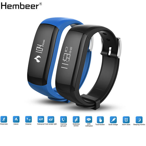 Hembeer P6 Smart Band Vibrating Alarm Bracelet Calorie Counting Wristband Bluetooth Fitness Tracker Clock pk fitbits Miband2