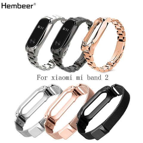 Metal Strap For Xiaomi Mi Band 2 Screwless Stainless Steel Silica gel Bracelet For MiBand 2 Replace Accessories For Mi Band2